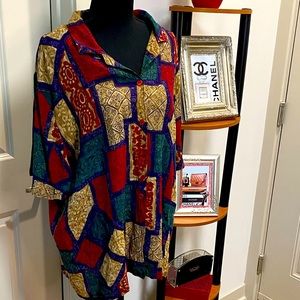 ALFRED DUNNER PLUS SZ 24W VINTAGE 90s COLOR BLOCK PRINT BUTTON UP SHIRT. USED